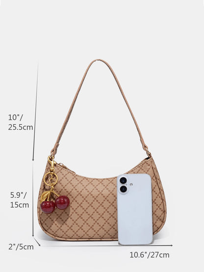 1pc Novachic Women Floral Fabric Casual Shoulder Bag, Zipper Closure, Vintage Style, Underarm Bag, Suitable For Various Occasions