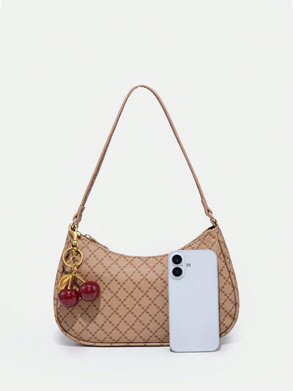 1pc Novachic Women Floral Fabric Casual Shoulder Bag, Zipper Closure, Vintage Style, Underarm Bag, Suitable For Various Occasions