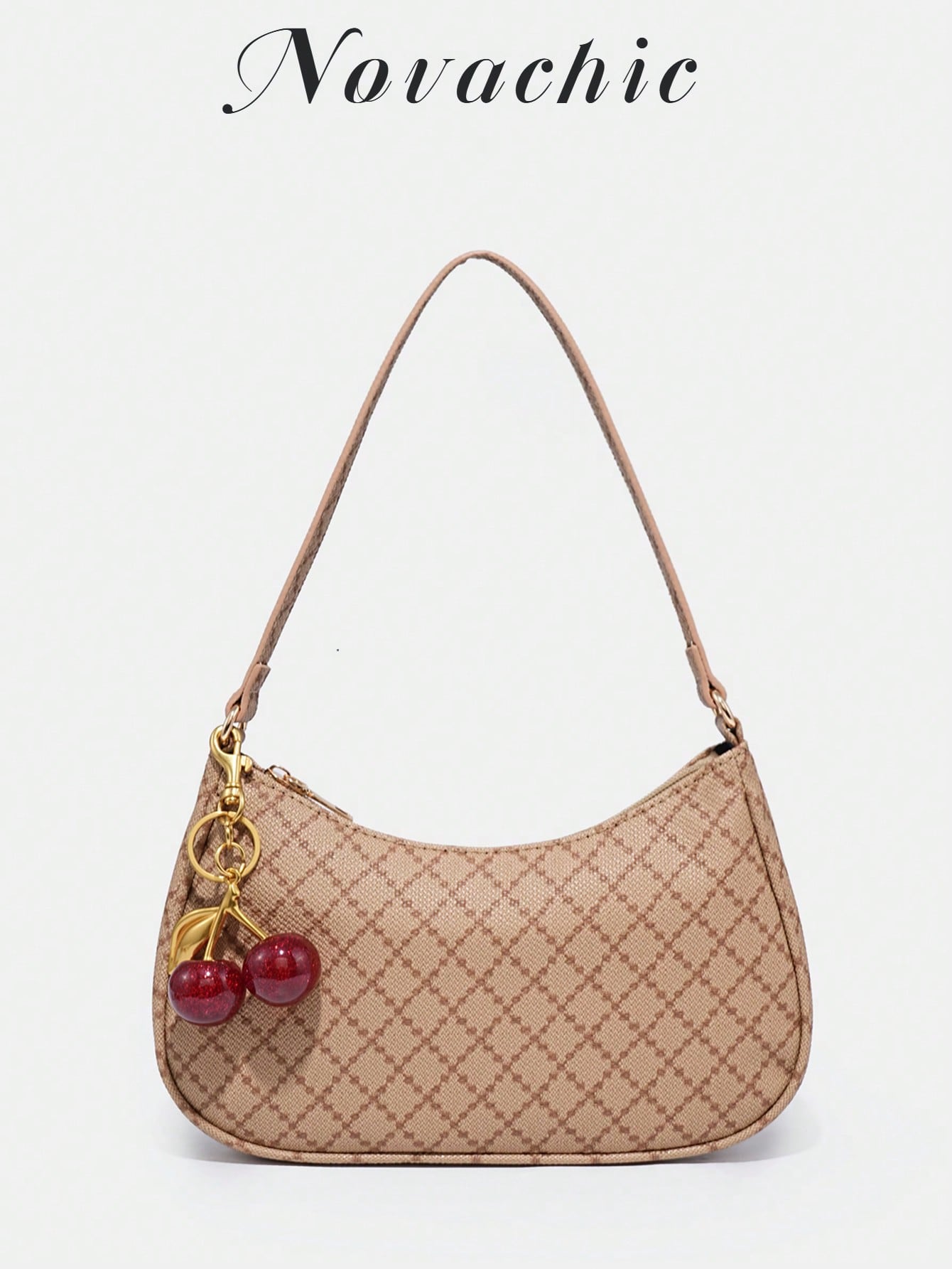 1pc Novachic Women Floral Fabric Casual Shoulder Bag, Zipper Closure, Vintage Style, Underarm Bag, Suitable For Various Occasions