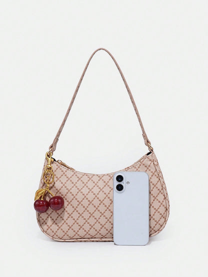 1pc Novachic Women Floral Fabric Casual Shoulder Bag, Zipper Closure, Vintage Style, Underarm Bag, Suitable For Various Occasions