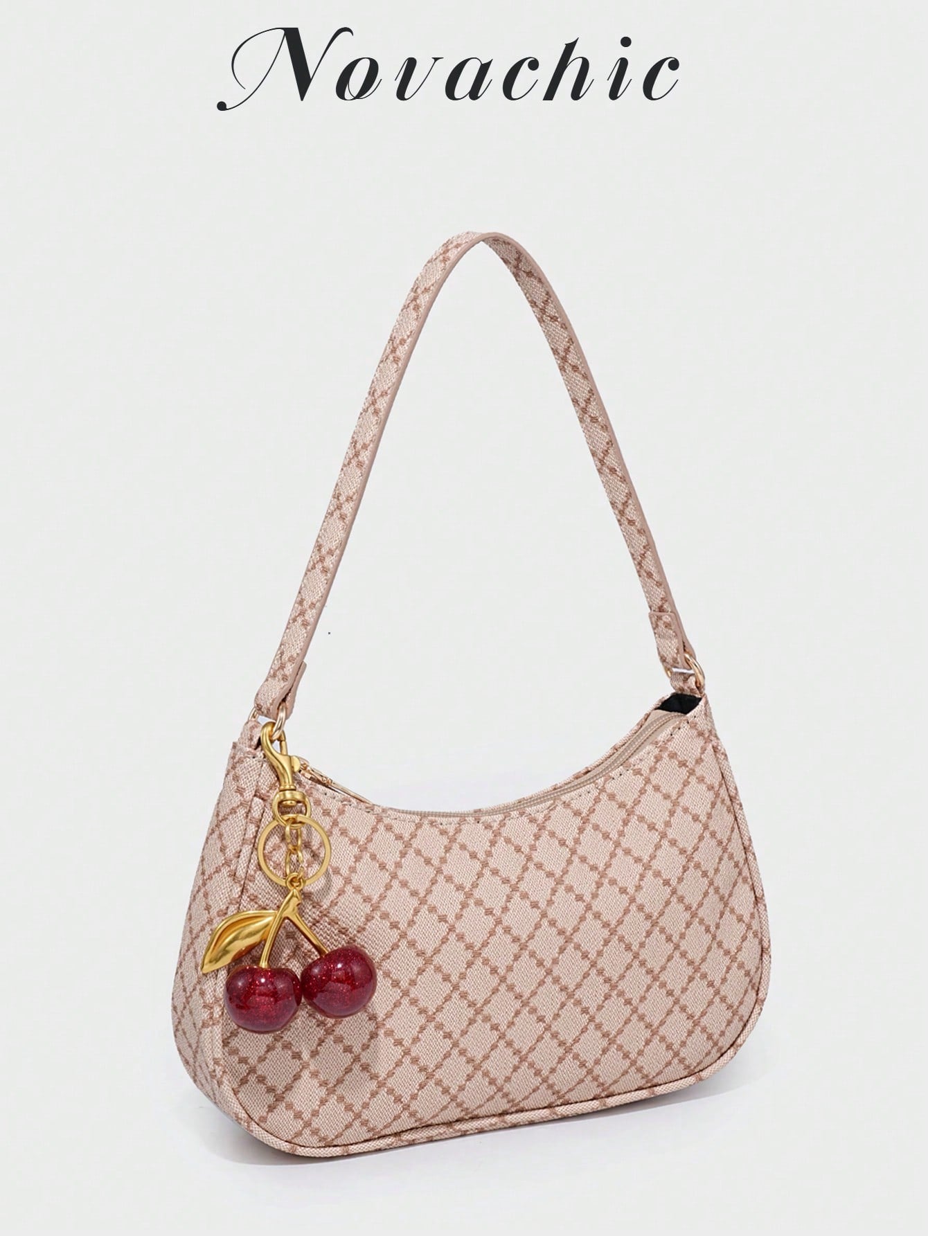 1pc Novachic Women Floral Fabric Casual Shoulder Bag, Zipper Closure, Vintage Style, Underarm Bag, Suitable For Various Occasions