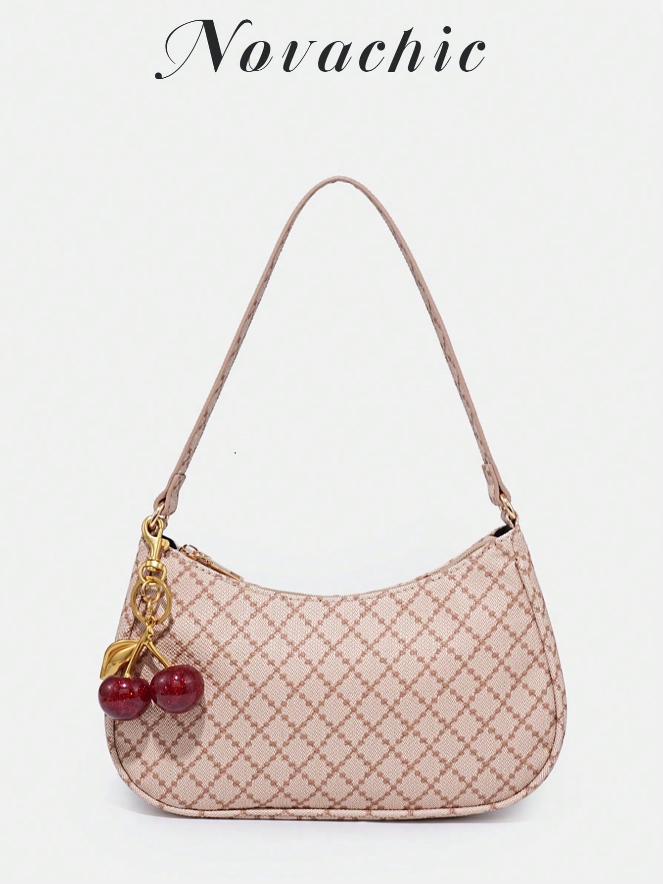 1pc Novachic Women Floral Fabric Casual Shoulder Bag, Zipper Closure, Vintage Style, Underarm Bag, Suitable For Various Occasions