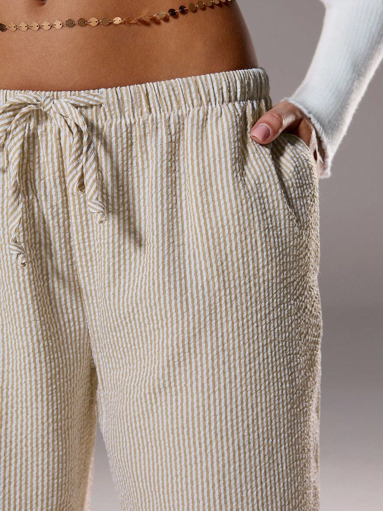 Flirla Pink Cotton Drawstring Waist Straight Leg Pants, Fashion Casual Home Wear For Women, Spring Fall Cloth For Women