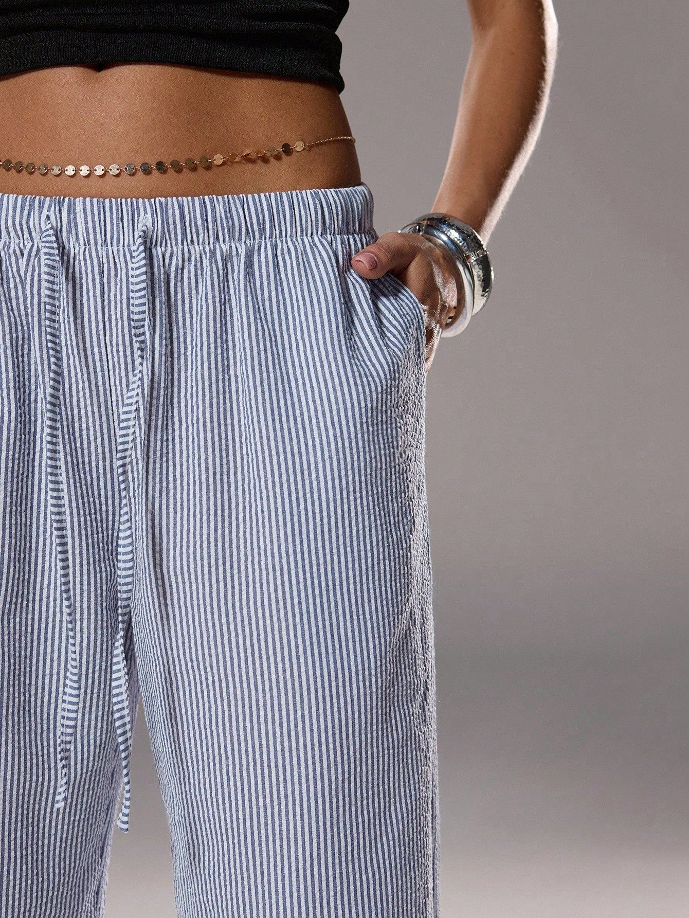 Flirla Pink Cotton Drawstring Waist Straight Leg Pants, Fashion Casual Home Wear For Women, Spring Fall Cloth For Women