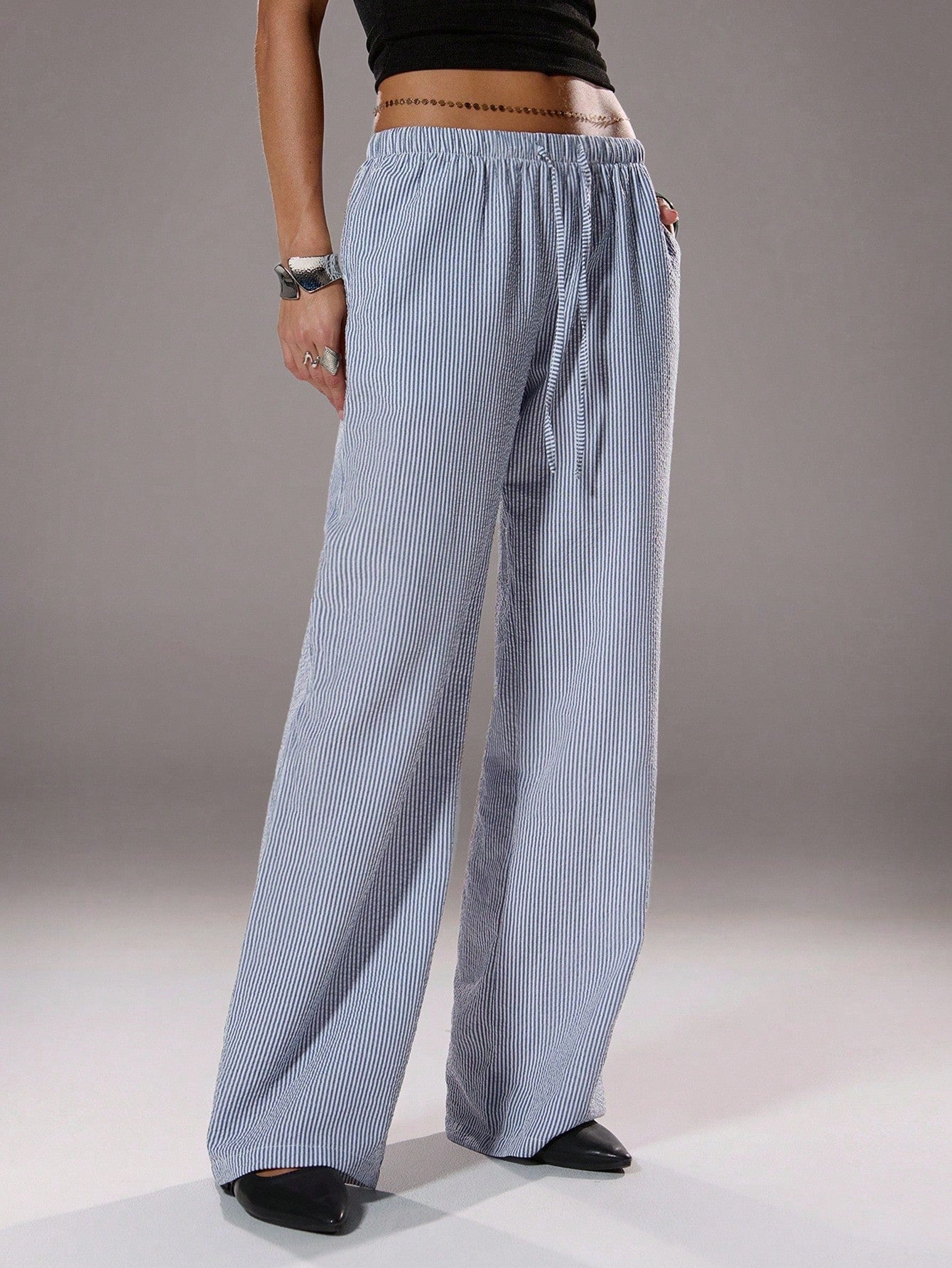 Flirla Pink Cotton Drawstring Waist Straight Leg Pants, Fashion Casual Home Wear For Women, Spring Fall Cloth For Women