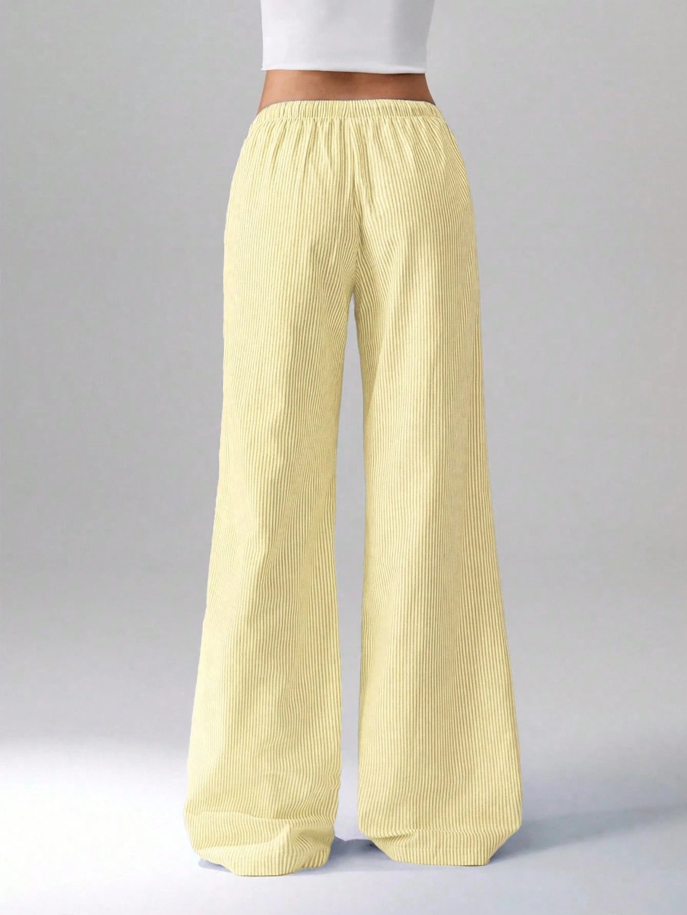 Flirla Pink Cotton Drawstring Waist Straight Leg Pants, Fashion Casual Home Wear For Women, Spring Fall Cloth For Women