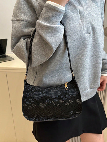 Lightweight,Business Casual Mini Crocodile Embossed Chain Bag For Teen Girls Women College Students,Rookies & White-Collar Workers Perfect For Office,College,Work ,Business,Commute,Outdoors, Travel, Outings, Animal Print Women Bag