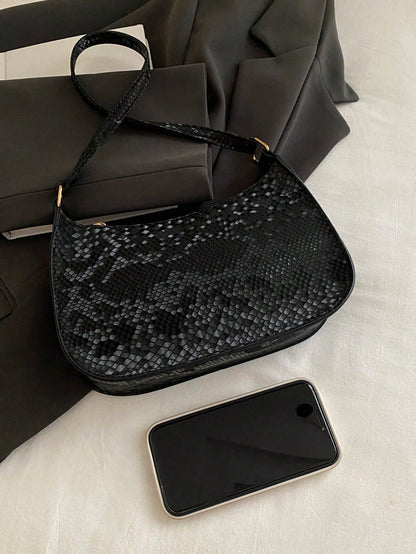 Lightweight,Business Casual Mini Crocodile Embossed Chain Bag For Teen Girls Women College Students,Rookies & White-Collar Workers Perfect For Office,College,Work ,Business,Commute,Outdoors, Travel, Outings, Animal Print Women Bag