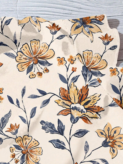 EMERY ROSE Women's Floral & Maple Leaf Print Casual Shirt, Suitable For Autumn,Fall Clothes For Women