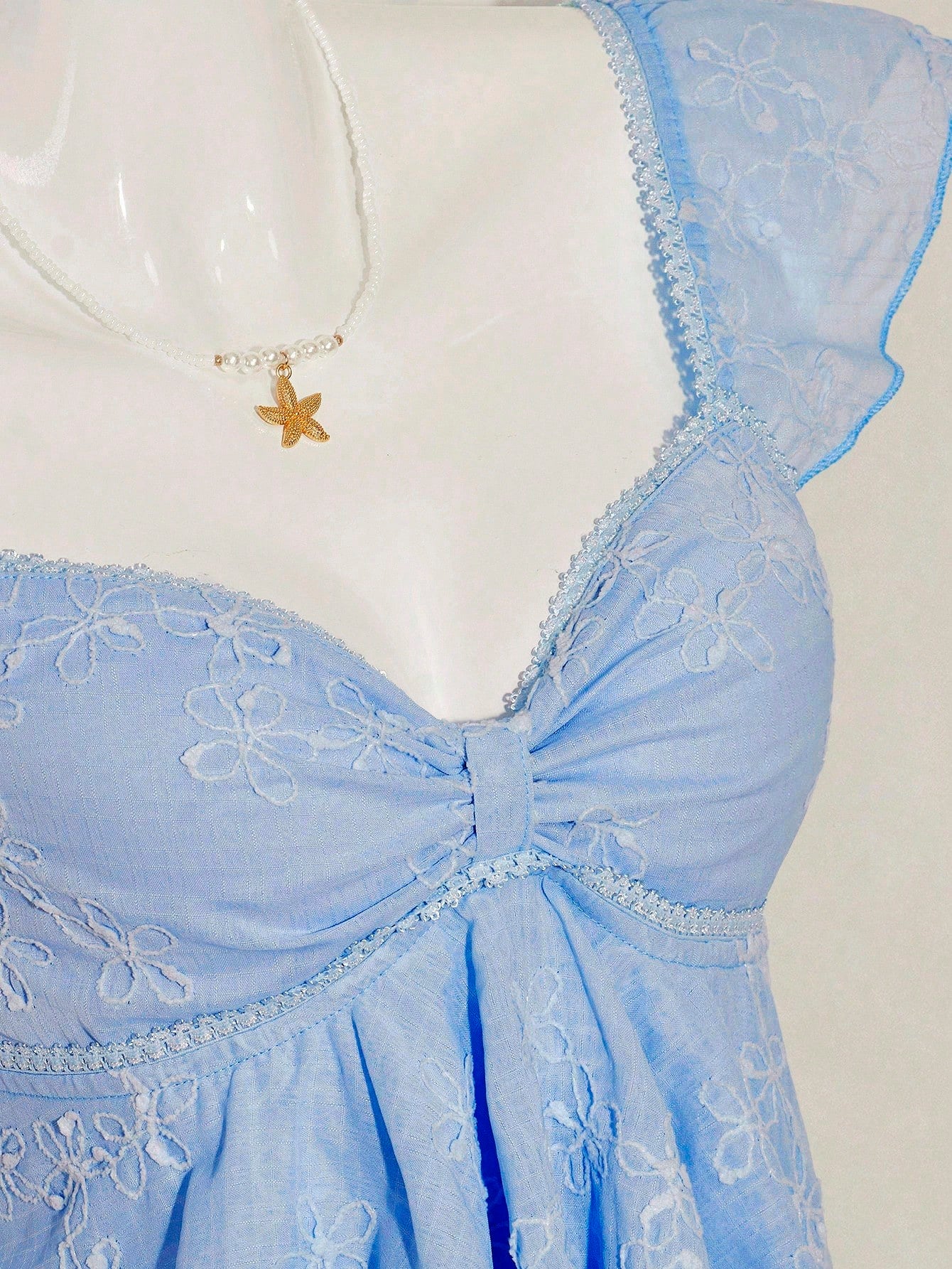 SHEIN ICON Women's Ruched Front Fitted Sexy Cutout Jacquard Romantic French Style Flare Sleeve Backless Casual Vacation Cropped Camisole