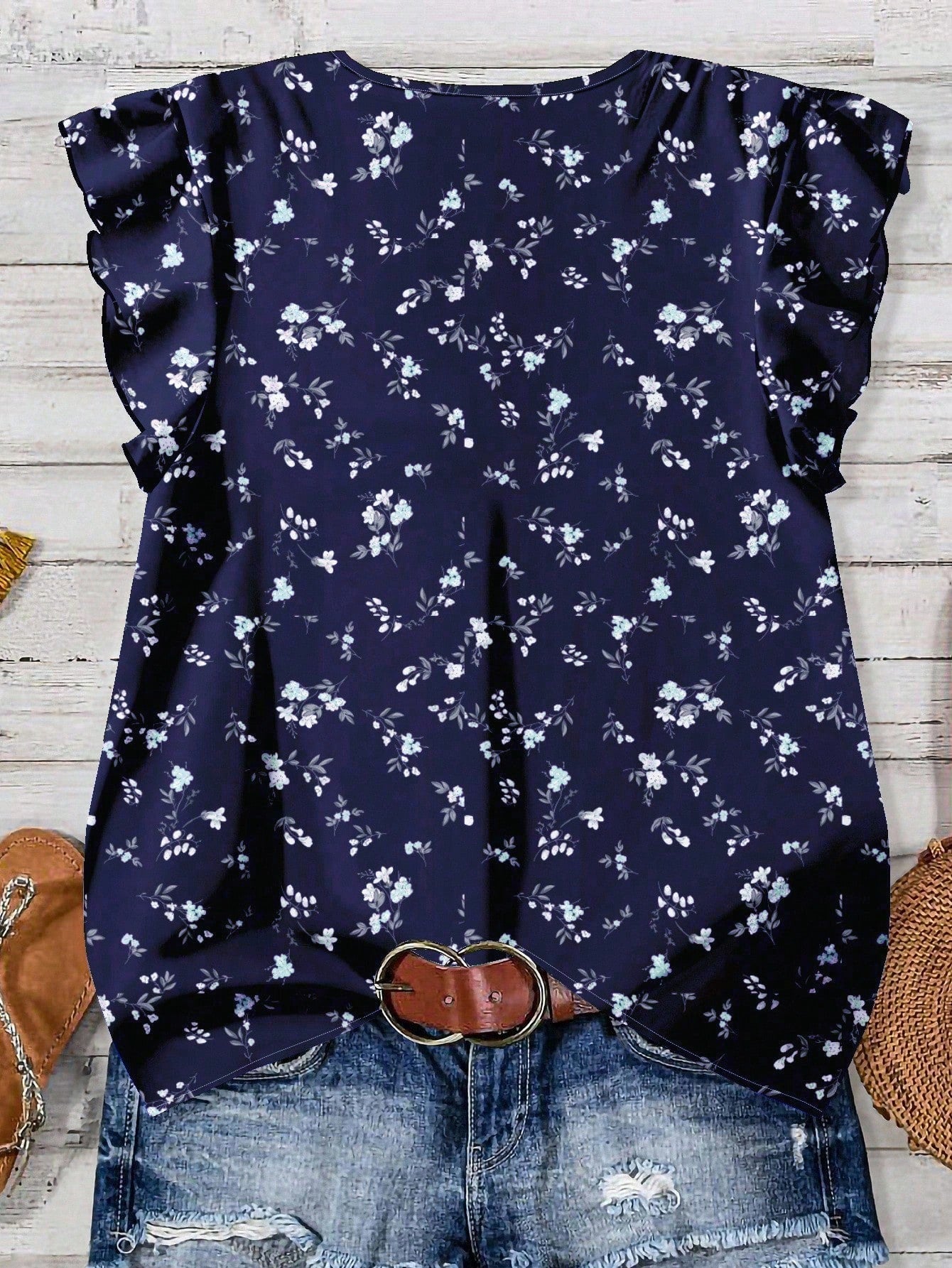 EMERY ROSE Women's Floral & Maple Leaf Print Casual Shirt, Suitable For Autumn,Fall Clothes For Women