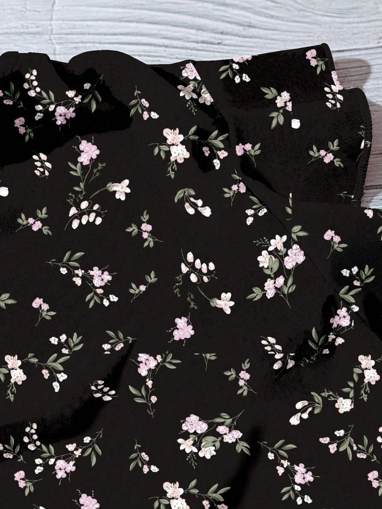 EMERY ROSE Women's Floral & Maple Leaf Print Casual Shirt, Suitable For Autumn,Fall Clothes For Women