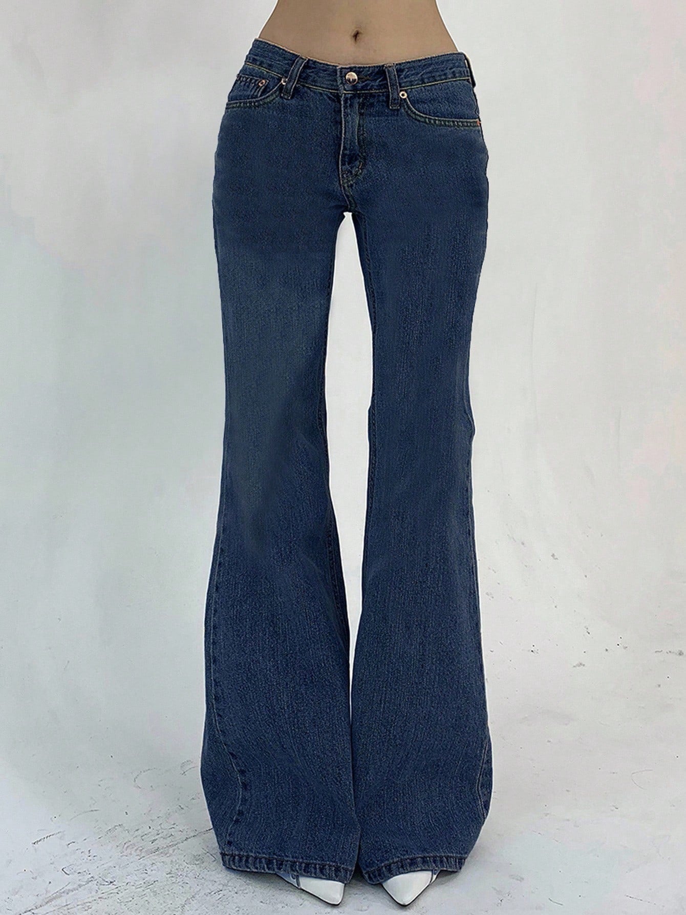 DAZY Women Casual Pocketed Denim Flared Pants