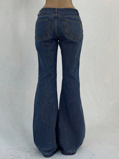 DAZY Women Casual Pocketed Denim Flared Pants