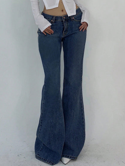 DAZY Women Casual Pocketed Denim Flared Pants