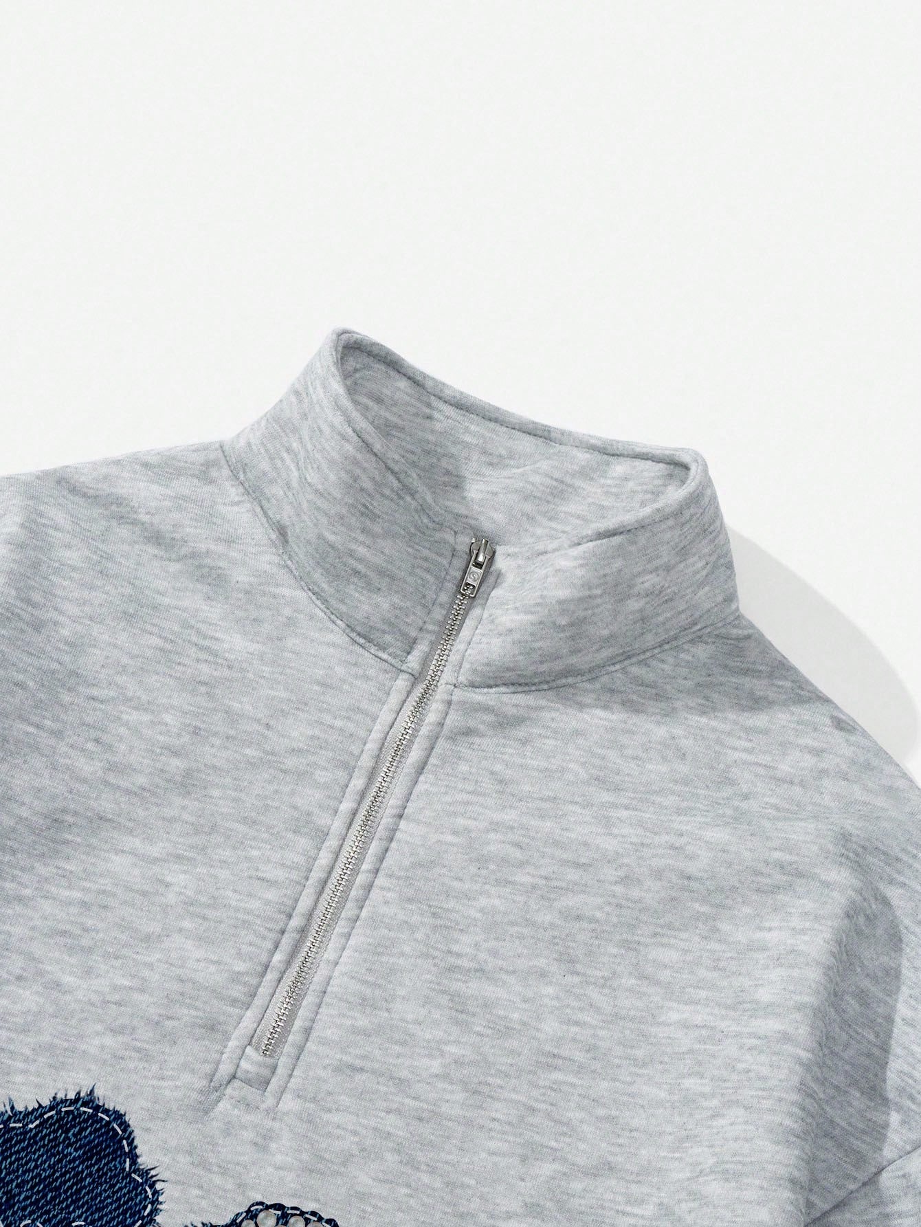 Attitoon Attitoon Retro American Campus Style Casual Oversized Unisex Women's Loose Half-Zip High Neck Fleece Hoodie, Suitable For Autumn/Winter