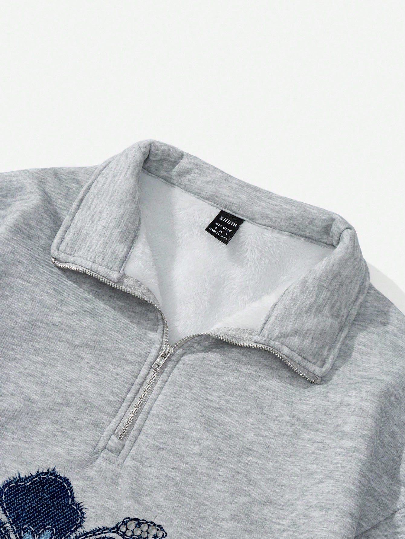 Attitoon Attitoon Retro American Campus Style Casual Oversized Unisex Women's Loose Half-Zip High Neck Fleece Hoodie, Suitable For Autumn/Winter