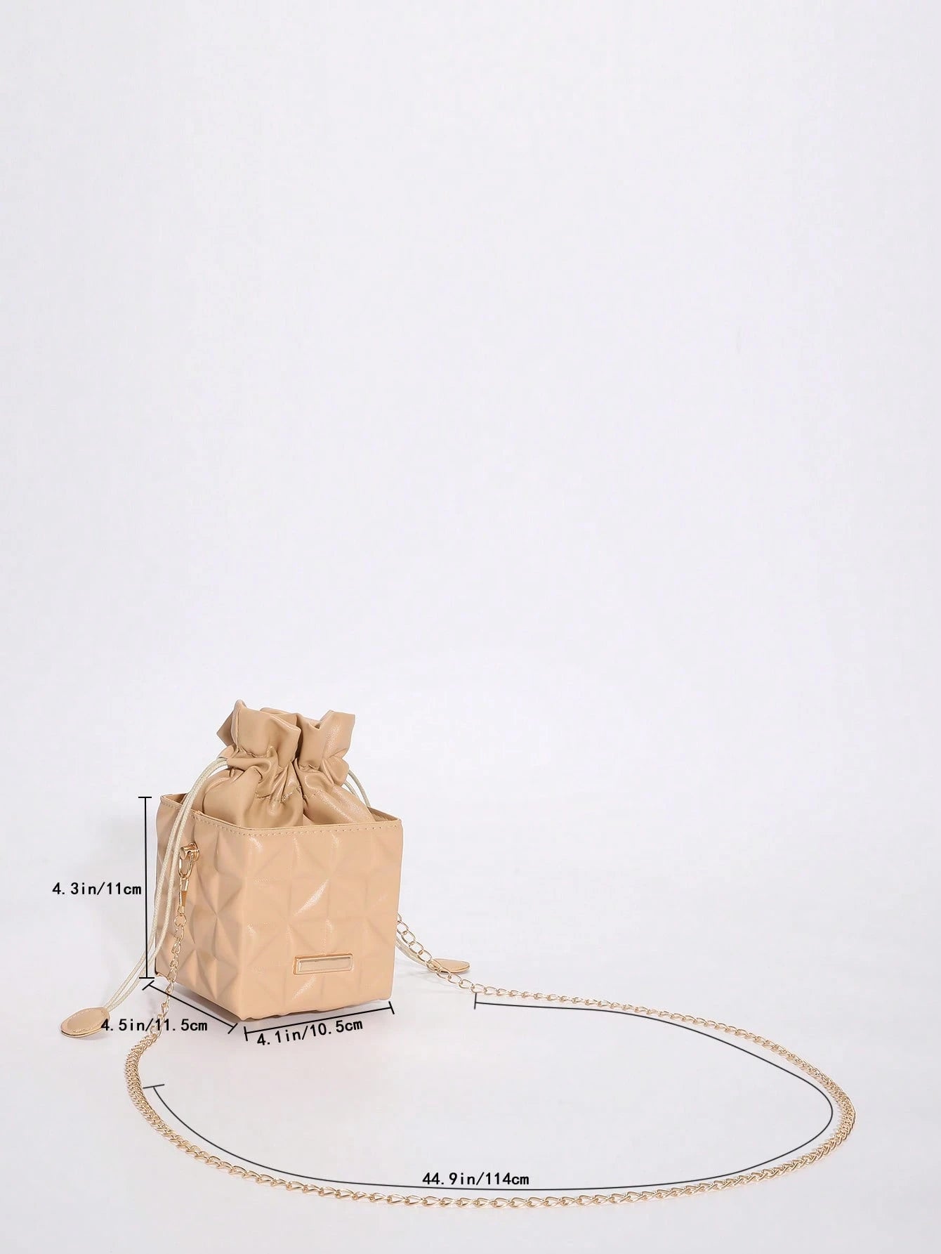 Women's Drawstring Closure Square Mini Chain Crossbody Bag