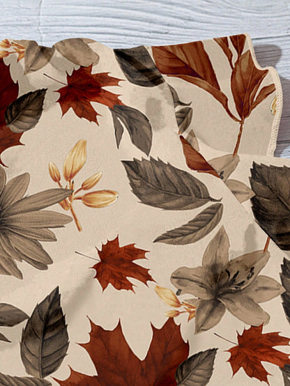 EMERY ROSE Women's Floral & Maple Leaf Print Casual Shirt, Suitable For Autumn,Fall Clothes For Women