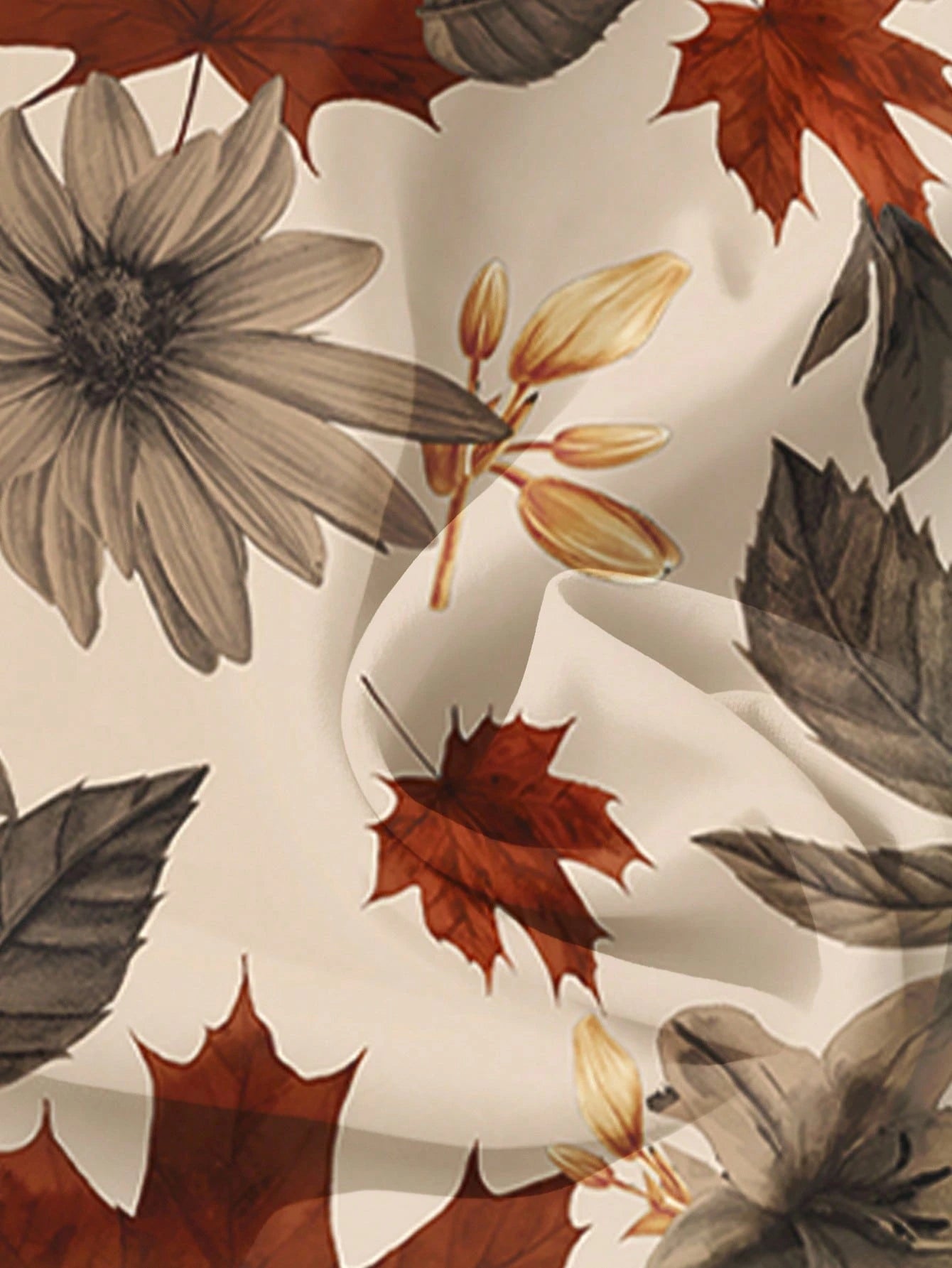 EMERY ROSE Women's Floral & Maple Leaf Print Casual Shirt, Suitable For Autumn,Fall Clothes For Women