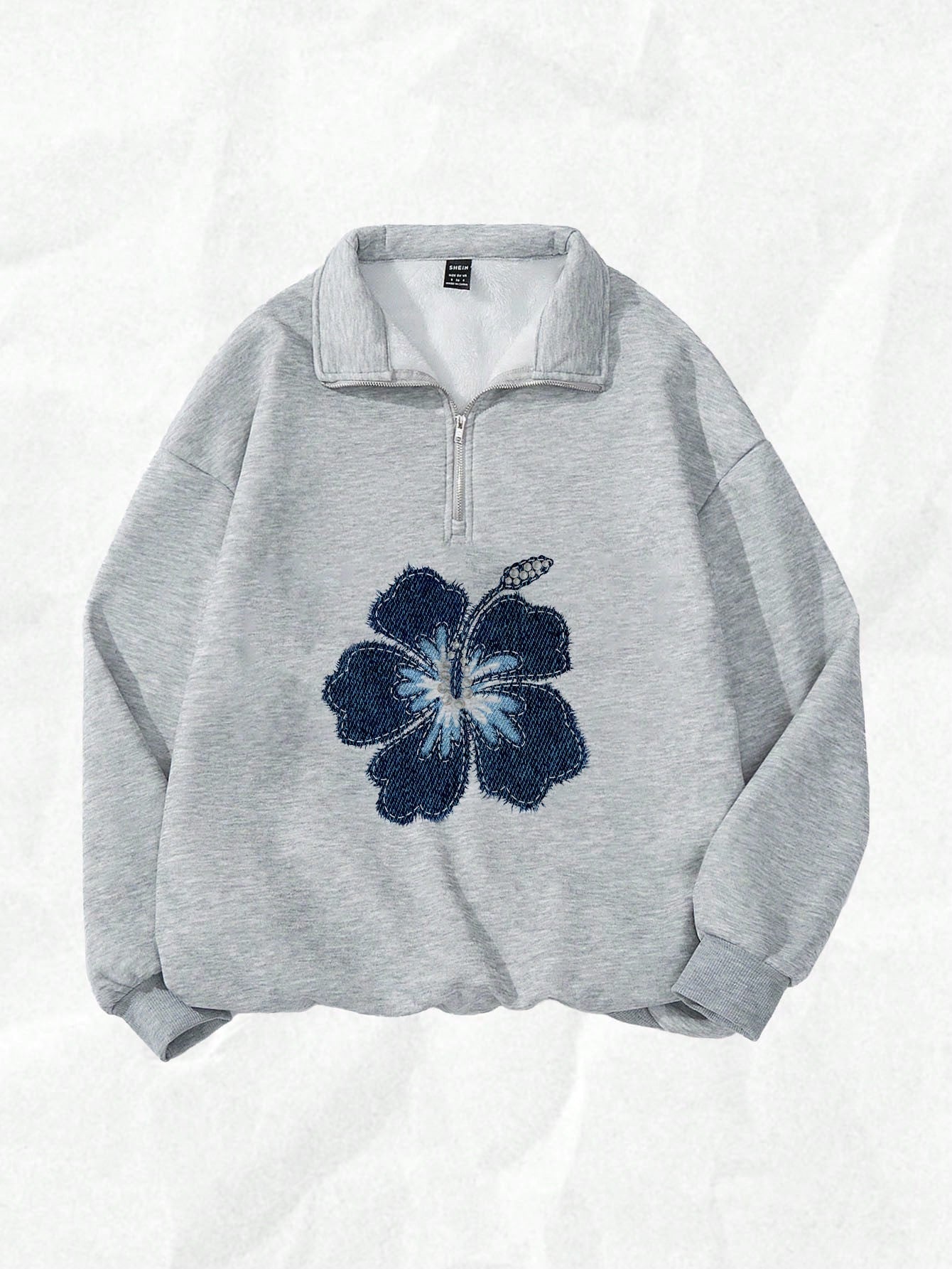 Attitoon Attitoon Retro American Campus Style Casual Oversized Unisex Women's Loose Half-Zip High Neck Fleece Hoodie, Suitable For Autumn/Winter