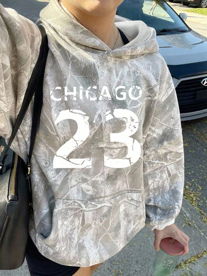 INAWLY Women's Casual Branch Print Long Sleeve Loose Hooded Sweatshirt,Graduation,Teacher,Back To School Pullover Fall