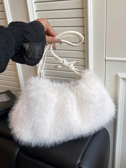 1pc Gold-Tone Glittery Crescent Moon Shape PVC Shoulder Bag For Women