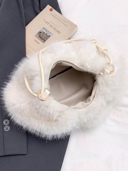 1pc Gold-Tone Glittery Crescent Moon Shape PVC Shoulder Bag For Women