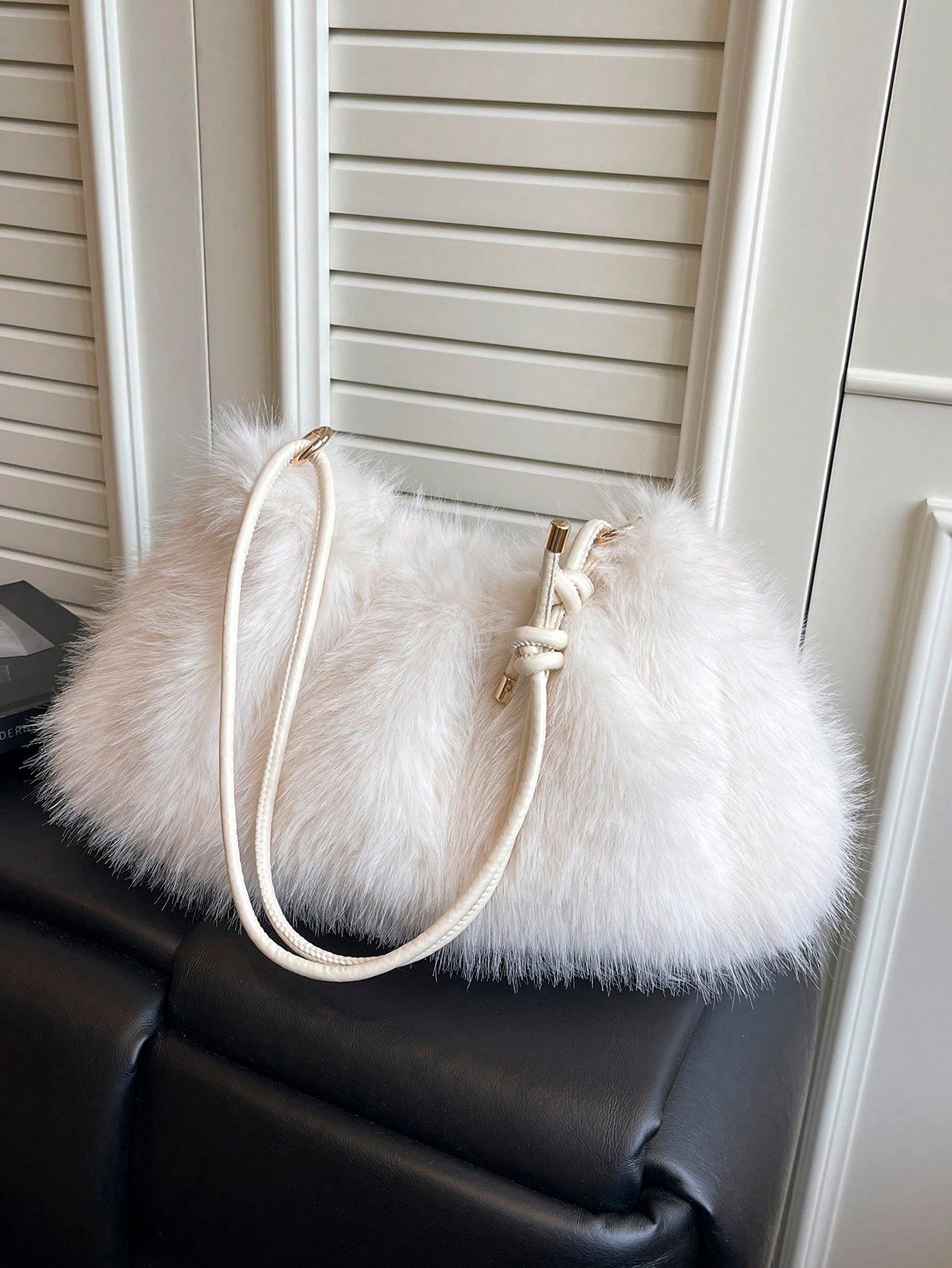 1pc Gold-Tone Glittery Crescent Moon Shape PVC Shoulder Bag For Women