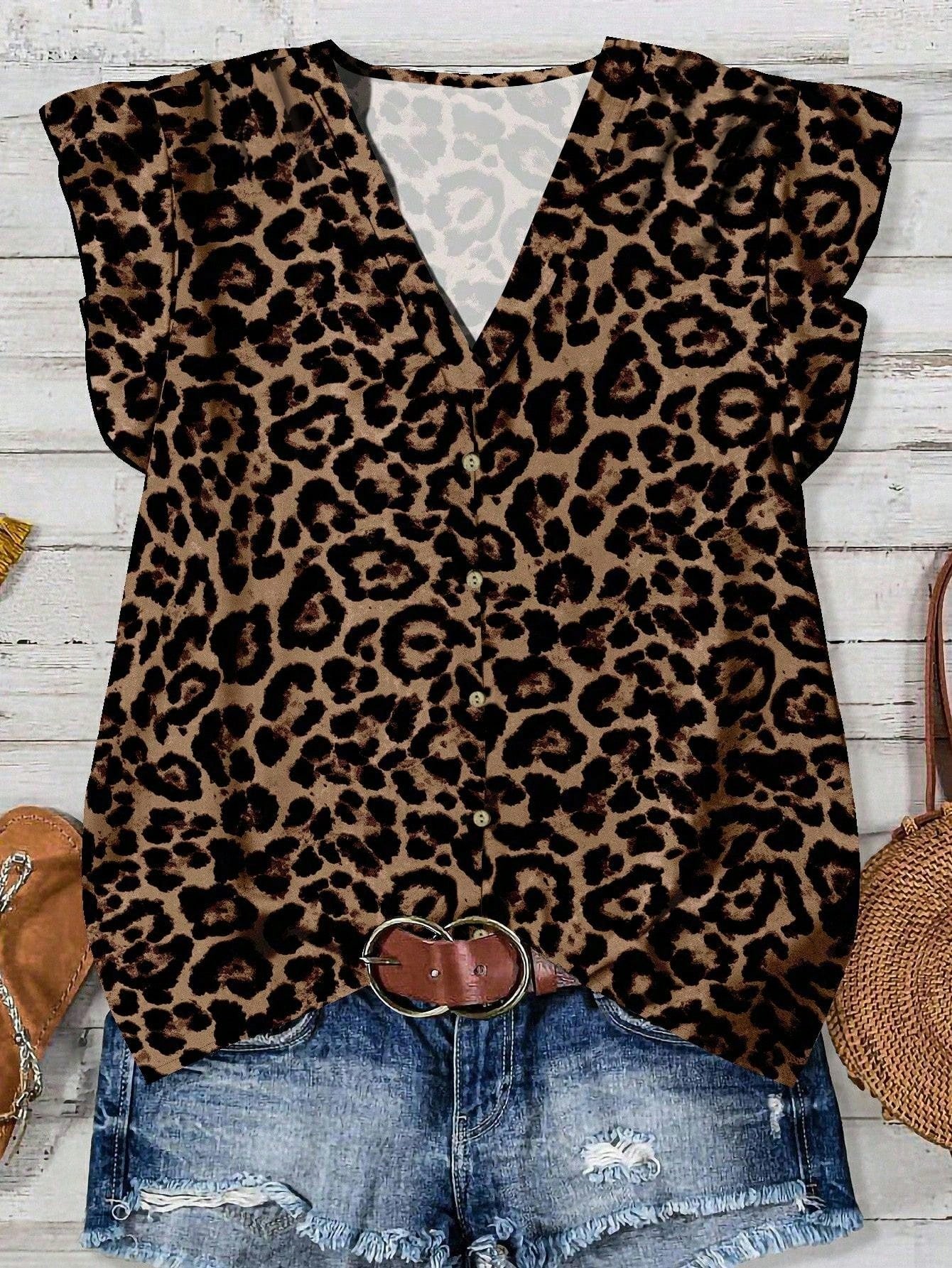 EMERY ROSE Women's Floral & Maple Leaf Print Casual Shirt, Suitable For Autumn,Fall Clothes For Women