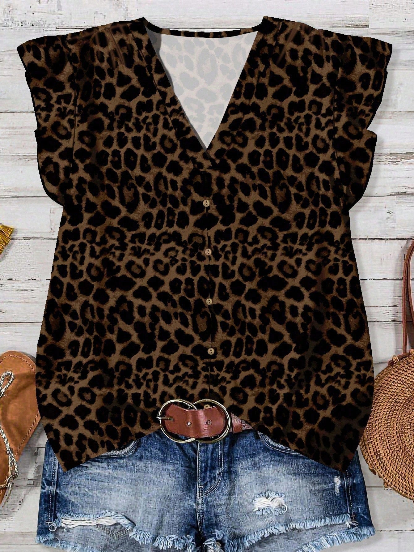 EMERY ROSE Women's Floral & Maple Leaf Print Casual Shirt, Suitable For Autumn,Fall Clothes For Women