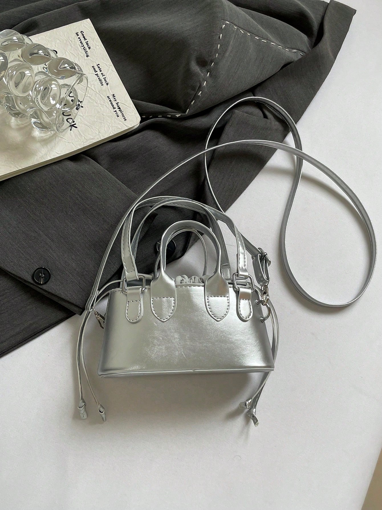 Crocodile Embossed Bucket Bag Mini Drawstring Design Funky