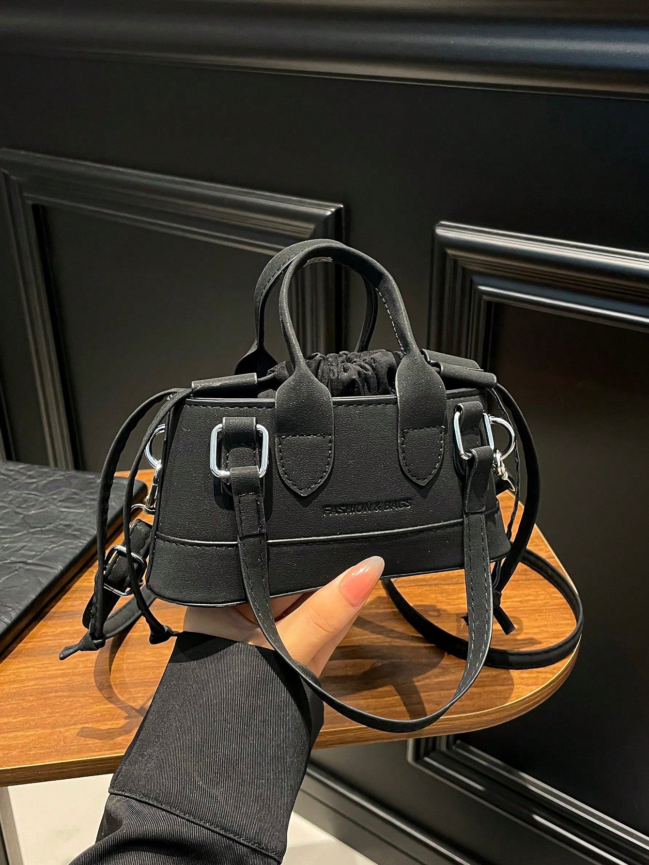 Crocodile Embossed Bucket Bag Mini Drawstring Design Funky