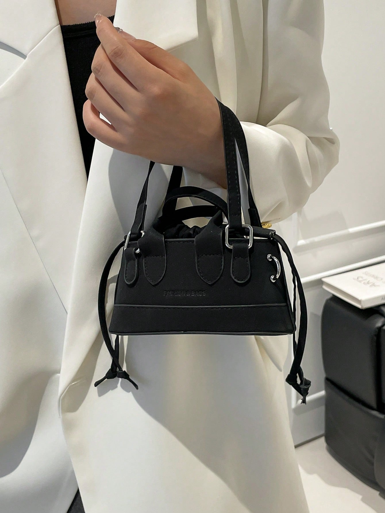 Crocodile Embossed Bucket Bag Mini Drawstring Design Funky