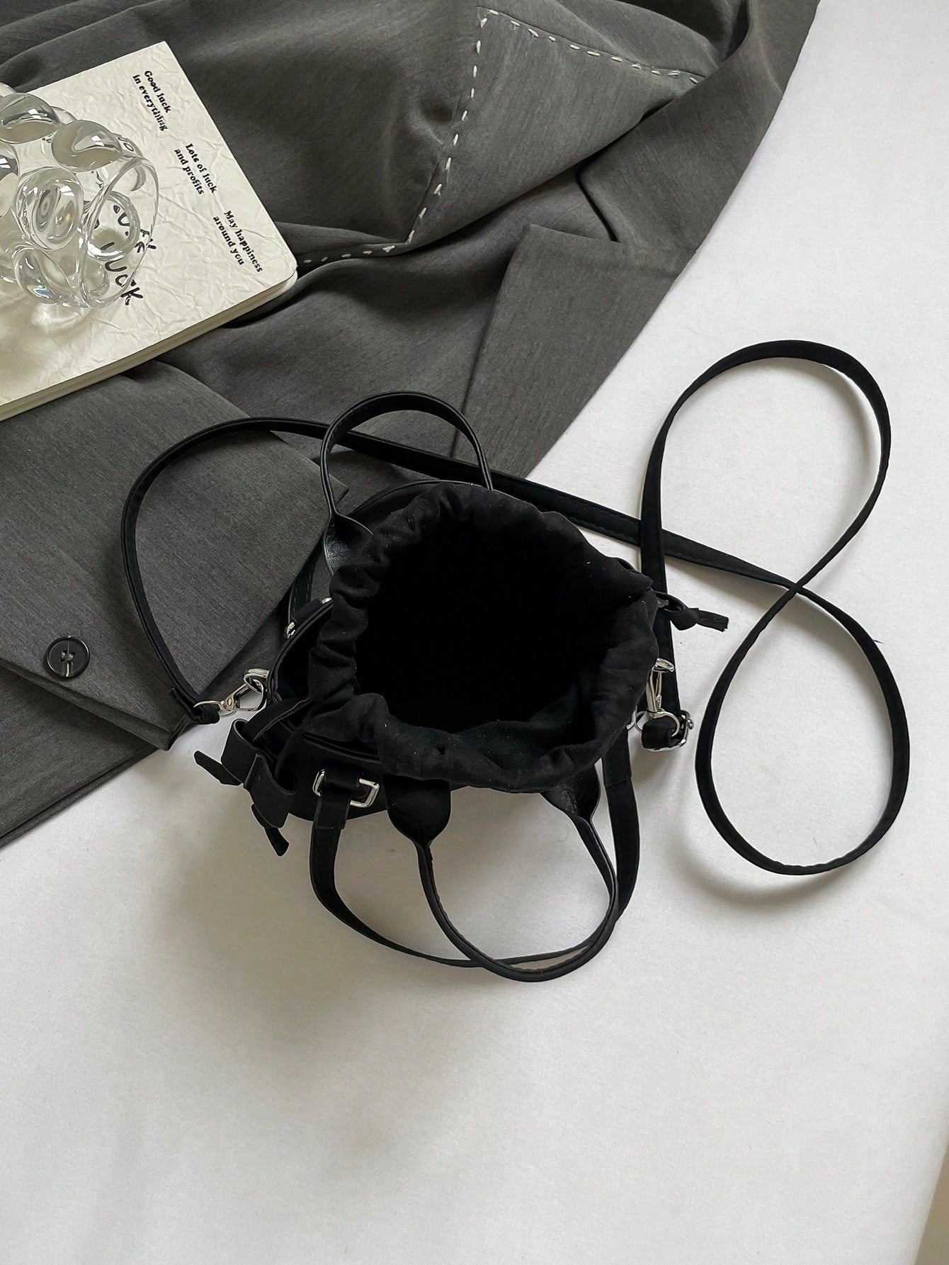 Crocodile Embossed Bucket Bag Mini Drawstring Design Funky