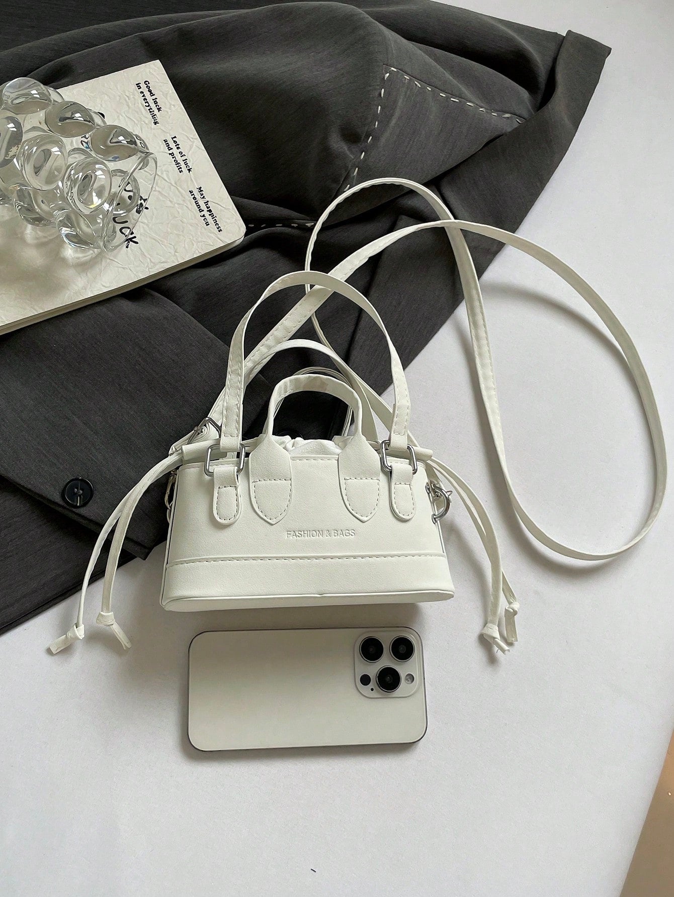 Crocodile Embossed Bucket Bag Mini Drawstring Design Funky