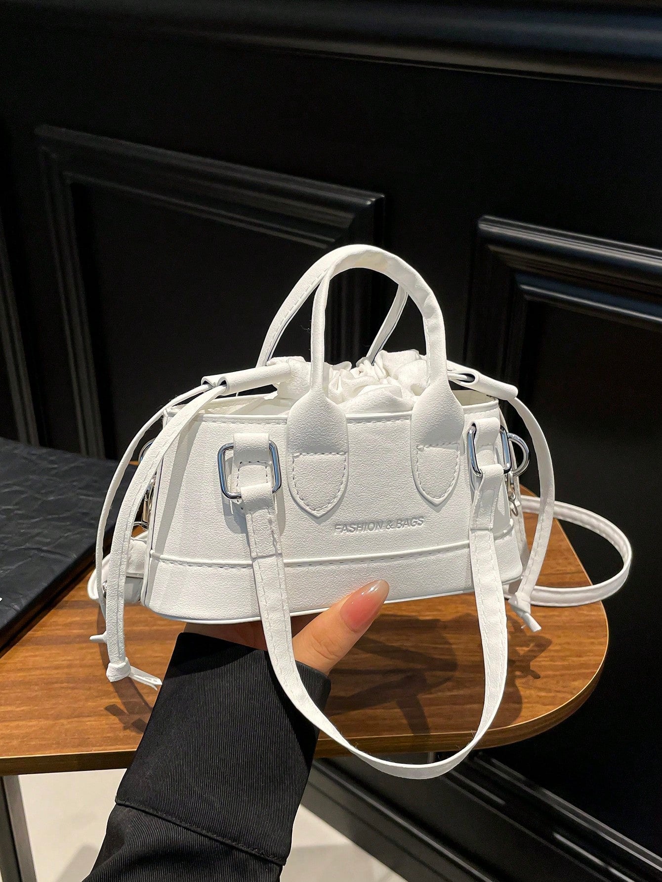 Crocodile Embossed Bucket Bag Mini Drawstring Design Funky