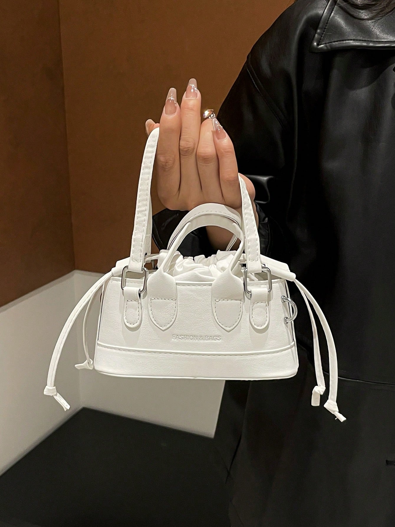 Crocodile Embossed Bucket Bag Mini Drawstring Design Funky