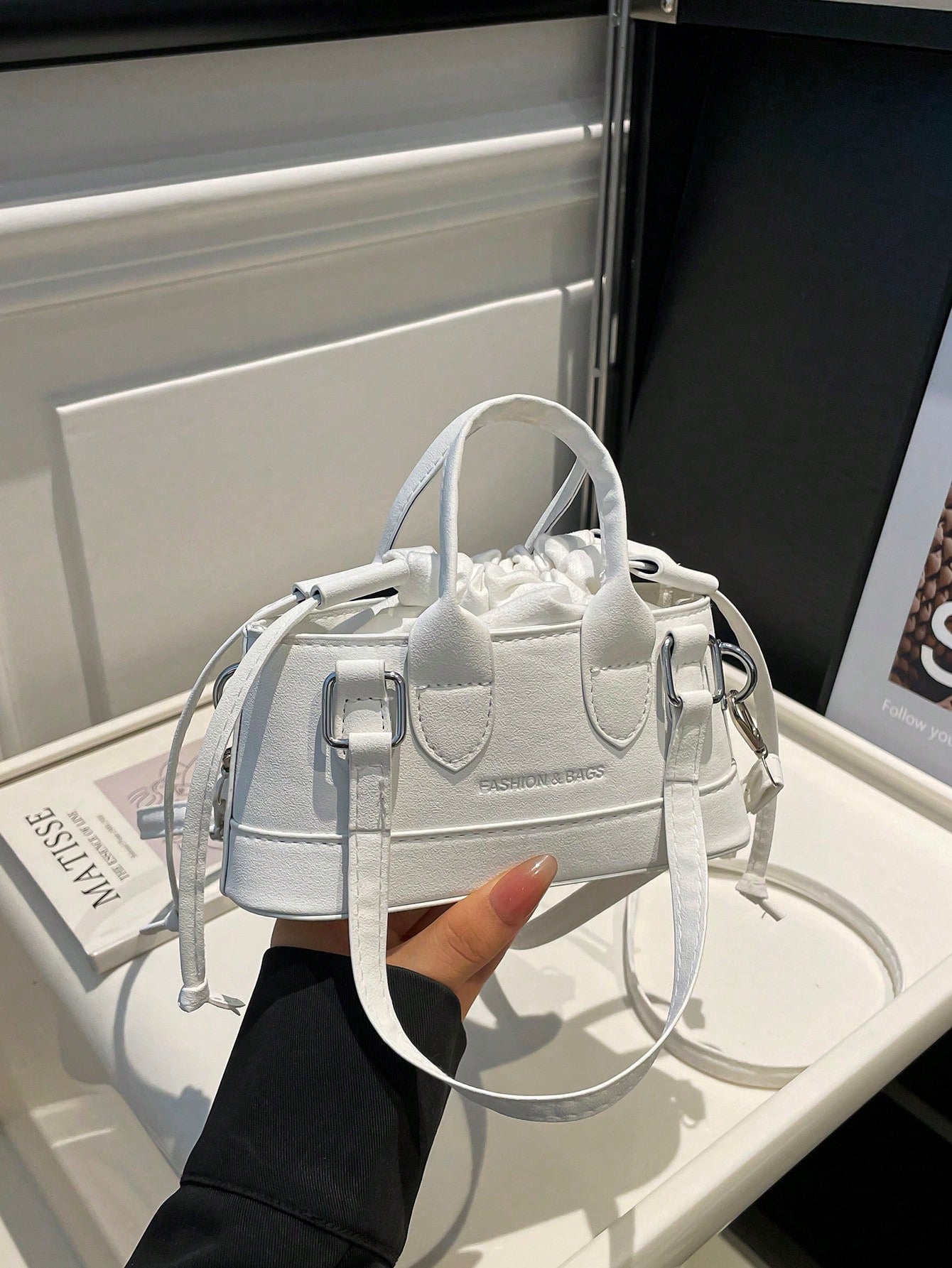 Crocodile Embossed Bucket Bag Mini Drawstring Design Funky