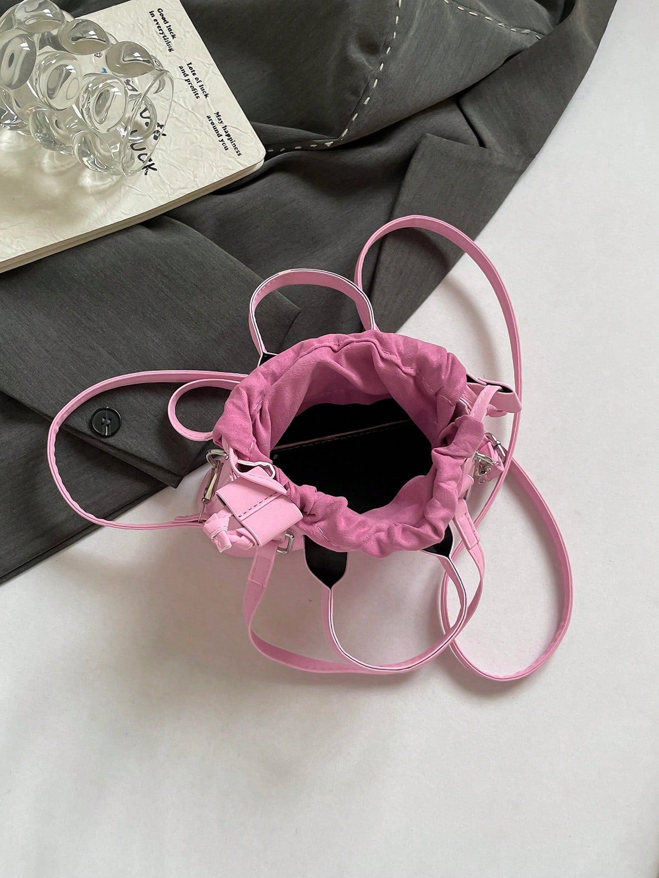 Crocodile Embossed Bucket Bag Mini Drawstring Design Funky