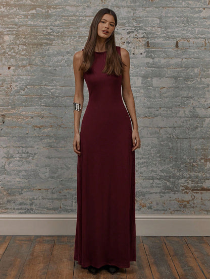 MUSERA Round Neck Drop Armhole Maxi Dress,Summer Dresses For Women Graduation Elegant Cute Sexy Vacation Boho Wedding Guest Beach Holiday Fall Wedding Guest, Elegant, Birthday, Church, Night Out Christmas, Halloween, Fall, Winter