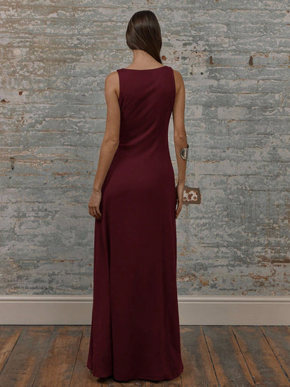 MUSERA Round Neck Drop Armhole Maxi Dress,Summer Dresses For Women Graduation Elegant Cute Sexy Vacation Boho Wedding Guest Beach Holiday Fall Wedding Guest, Elegant, Birthday, Church, Night Out Christmas, Halloween, Fall, Winter