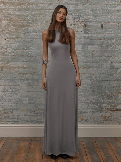 MUSERA Round Neck Drop Armhole Maxi Dress,Summer Dresses For Women Graduation Elegant Cute Sexy Vacation Boho Wedding Guest Beach Holiday Fall Wedding Guest, Elegant, Birthday, Church, Night Out Christmas, Halloween, Fall, Winter