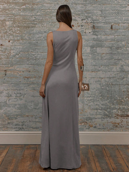 MUSERA Round Neck Drop Armhole Maxi Dress,Summer Dresses For Women Graduation Elegant Cute Sexy Vacation Boho Wedding Guest Beach Holiday Fall Wedding Guest, Elegant, Birthday, Church, Night Out Christmas, Halloween, Fall, Winter