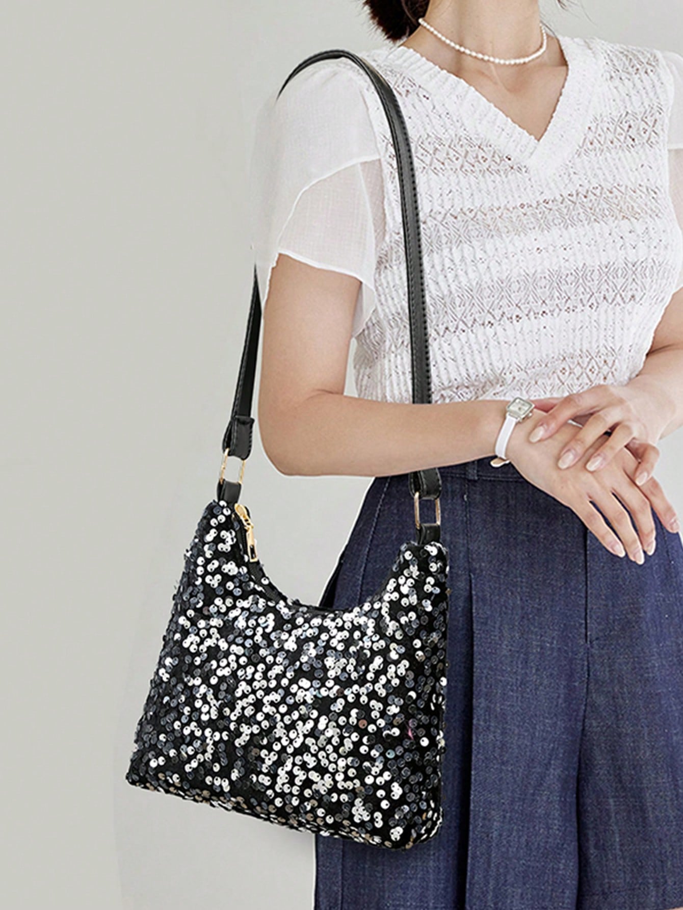 Popular Bag Women's New Fashion Korean Version Handbag All Shoulder Small Square Bag