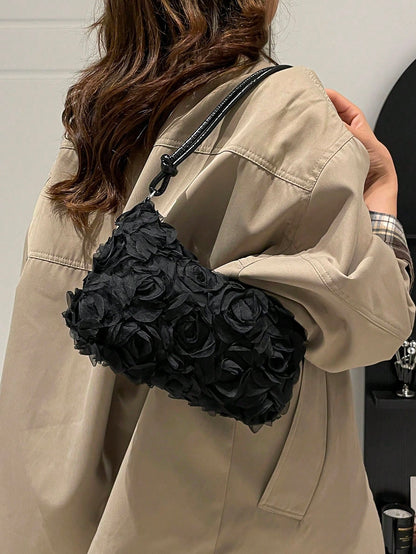 Fashionable Solid-Color Metal Chain Straw Crescent Moon Tote Bag, Women's Multi-Purpose Handbag, Clutch, Beach Bag, Casual Straw Handbag, Phone Pouch