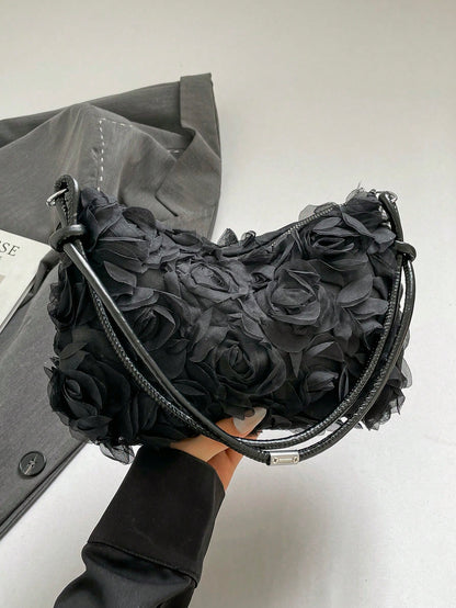 Fashionable Solid-Color Metal Chain Straw Crescent Moon Tote Bag, Women's Multi-Purpose Handbag, Clutch, Beach Bag, Casual Straw Handbag, Phone Pouch