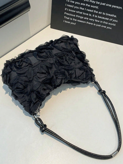 Fashionable Solid-Color Metal Chain Straw Crescent Moon Tote Bag, Women's Multi-Purpose Handbag, Clutch, Beach Bag, Casual Straw Handbag, Phone Pouch