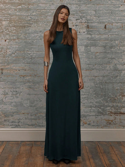 MUSERA Round Neck Drop Armhole Maxi Dress,Summer Dresses For Women Graduation Elegant Cute Sexy Vacation Boho Wedding Guest Beach Holiday Fall Wedding Guest, Elegant, Birthday, Church, Night Out Christmas, Halloween, Fall, Winter