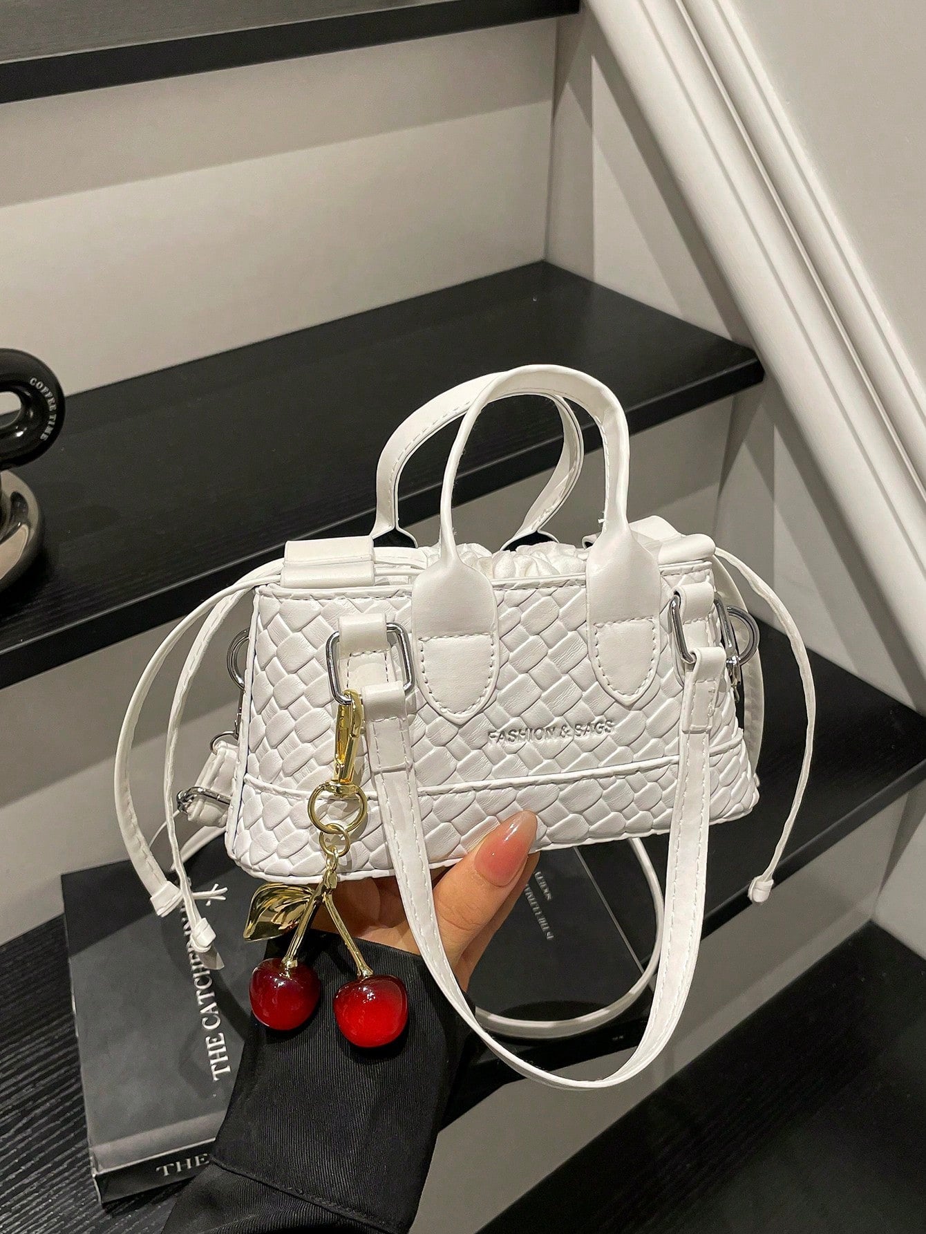 Crocodile Embossed Bucket Bag Mini Drawstring Design Funky